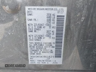 2017 Nissan Rogue S с VIN 5N1AT2MT1HC861625, выставлен на аукционе IAAI как лот 41894925 с пробегом 158 224 миль миль и . История ставок и продаж доступна на DreamBid. Изображение 9.