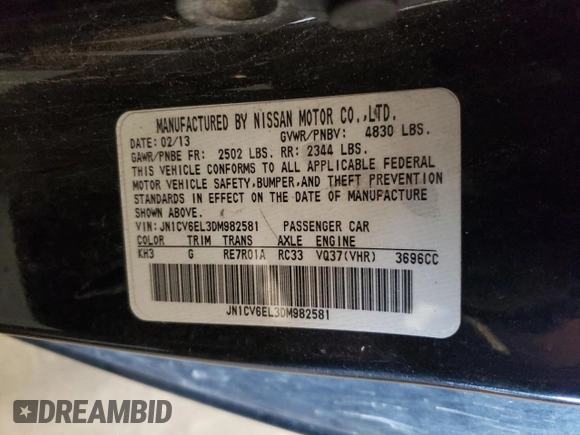 2013 Infiniti G37 x with VIN JN1CV6EL3DM982581, listed as a Copart auction lot 54876145 with 139,727 mi miles and Salvage Title. Bid and sale history available at carsss.com. Image 12.