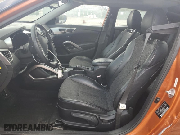2013 Hyundai Veloster w/Red Int with VIN KMHTC6AD5DU094010, listed as a Copart auction lot 58048795 with 90,455 mi miles and Salvage title. Bid and sale history available at DreamBid. Image 7.
