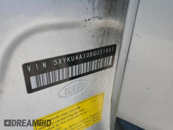2011 Kia Sorento EX with VIN 5XYKU4A10BG031841, listed as a Copart auction lot 61909925 with Not provided miles and Salvage title. Bid and sale history available at DreamBid. Image 14.