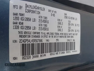 2005 Chrysler Town & Country Touring with VIN 2C4GP54L45R567806, listed as a IAAI auction lot 41902248 with 280,922 mi miles. Bid and sale history available at carsss.com. Image 9.