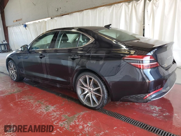2023 Genesis G70 2.0T with VIN KMTG34TA8PU128993, listed as a Copart auction lot 72063714 with 24,629 mi miles and Clean Title. Bid and sale history available at DreamBid. Image 2.