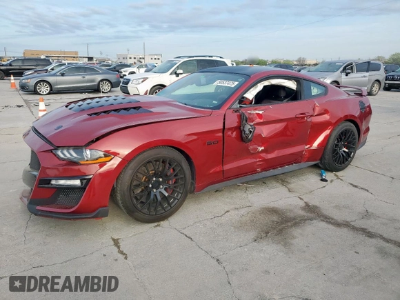 2019 Ford Mustang GT with VIN 1FA6P8CFXK5105693, listed as a Copart auction lot 50537475 with 69,543 mi miles and Salvage Title. Bid and sale history available at carsss.com. Image 1.