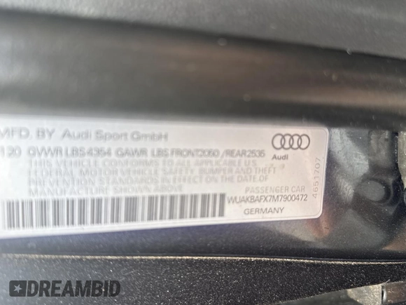 2021 Audi R8 z VIN WUAKBAFX7M7900472, wystawiony jako Copart lot #58422395 z przebiegiem 6493 mil mil oraz Szkody całkowita. Historia ofert i sprzedaży dostępna na DreamBid. Obrazek 10.