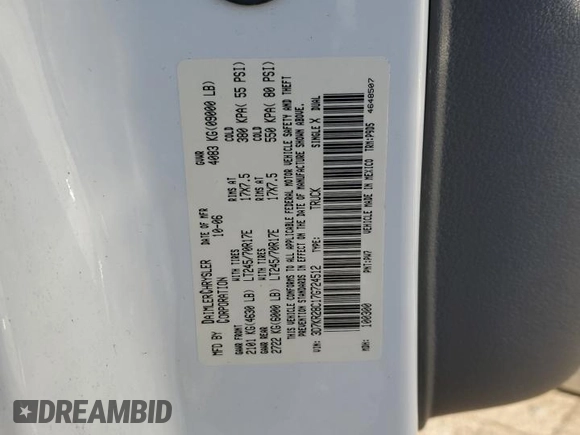 2007 Dodge 2500 SLT with VIN 3D7KR28C17G724512, listed as a Copart auction lot 85878264 with Not provided miles and Non repairable. Bid and sale history available at DreamBid. Image 12.