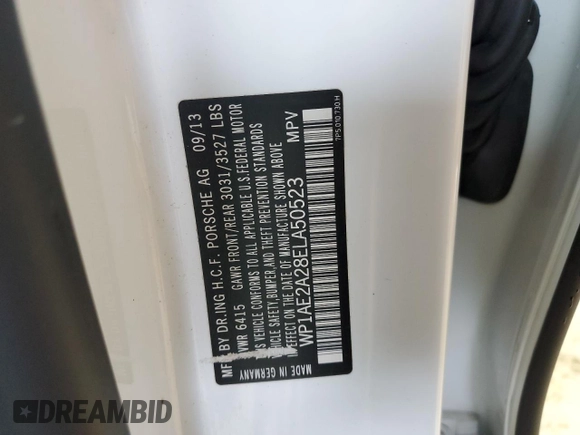 2014 Porsche Cayenne S Hybrid with VIN WP1AE2A28ELA50523, listed as a Copart auction lot 51361695 with 74,806 mi miles and Salvage title. Bid and sale history available at DreamBid. Image 13.