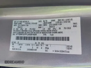 2020 Ford F-150 XL with VIN 1FTEW1CP7LKE91629, listed as a IAAI auction lot 42276193 with 101,788 mi miles and . Bid and sale history available at DreamBid. Image 9.