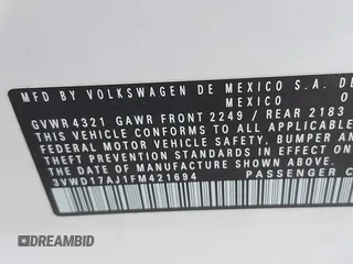 2015 Volkswagen Jetta SE with VIN 3VWD17AJ1FM421694, listed as a IAAI auction lot 41841114 with 97,888 mi miles and . Bid and sale history available at DreamBid. Image 9.