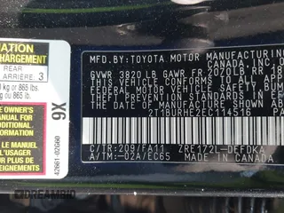 2014 Toyota Corolla L with VIN 2T1BURHE2EC114516, listed as a IAAI auction lot 42465593 with 137,440 mi miles and . Bid and sale history available at DreamBid. Image 9.