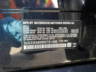 2024 BMW X7 M60i with VIN 5UX33EM08R9T81499, listed as a Copart auction lot 47220095 with 5,328 mi miles and Salvage Title. Bid and sale history available at carsss.com. Image 13.