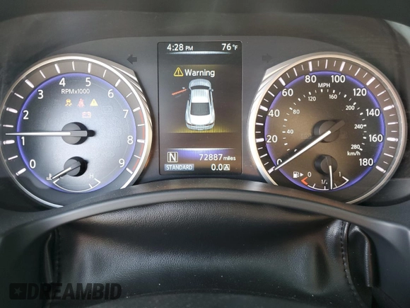 2017 Infiniti Q60 Premium with VIN JN1EV7EKXHM361205, listed as a Copart auction lot 54614045 with 72,887 mi miles and Salvage title. Bid and sale history available at DreamBid. Image 9.