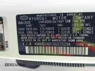 2025 Hyundai Kona SEL with VIN KM8HB3AB1SU215294, listed as a IAAI auction lot 41835866 with 484 mi miles. Bid and sale history available at carsss.com. Image 9.