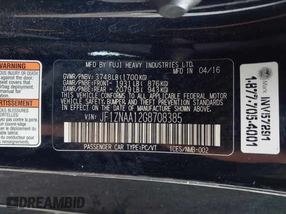 2016 Scion FR-S z VIN JF1ZNAA12G8708385, wystawiony jako IAAI lot #42191353 z przebiegiem 92 197 mil mil oraz . Historia ofert i sprzedaży dostępna na DreamBid. Obrazek 9.