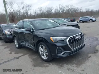 2020 Audi Q3 S line Premium with VIN WA1DECF37L1018476, listed as a IAAI auction lot 41685740 with 46,366 mi miles. Bid and sale history available at carsss.com. Image 1.