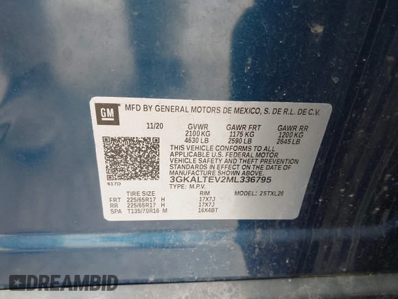 2021 GMC Terrain SLE с VIN 3GKALTEV2ML336795, выставлен на аукционе IAAI как лот 42476822 с пробегом 39 804 миль миль и . История ставок и продаж доступна на DreamBid. Изображение 9.
