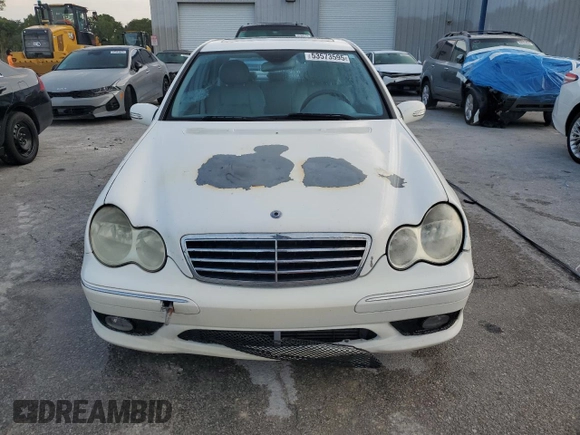 2005 Mercedes-Benz C with VIN WDBRF40J95F663026, listed as a Copart auction lot 53573595 with Not Provided miles and Salvage Title. Bid and sale history available at DreamBid. Image 5.