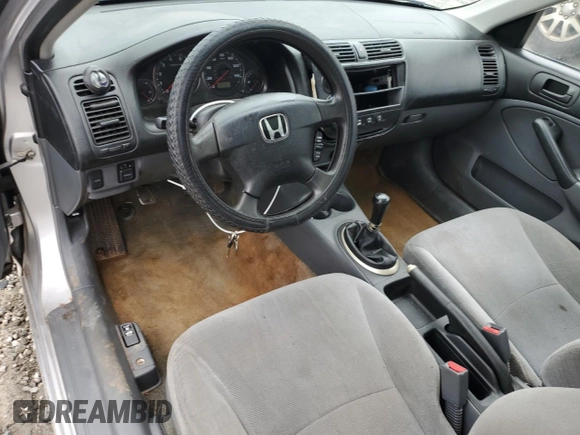 2001 Honda Civic LX with VIN 1HGES15551L074705, listed as a Copart auction lot 57637394 with 181,934 mi miles and Salvage Title. Bid and sale history available at carsss.com. Image 8.