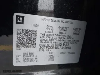 2020 Cadillac XT4 FWD Premium Luxury with VIN 1GYFZCR48LF142955, listed as a IAAI auction lot 41255161 with 39,830 mi miles. Bid and sale history available at carsss.com. Image 9.