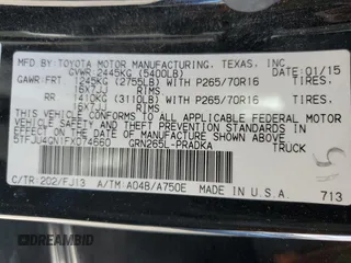 2015 Toyota Tacoma PreRunner with VIN 5TFJU4GN1FX074660, listed as a Copart auction lot 57364995 with 169,185 mi miles and Salvage title. Bid and sale history available at DreamBid. Image 12.