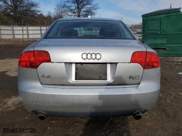 2007 Audi A4 2.0T with VIN WAUDF78E37A021791, listed as a Copart auction lot 42411465 with 127,546 mi miles and Clean Title. Bid and sale history available at carsss.com. Image 6.