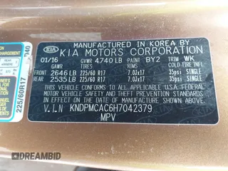 2017 Kia Sportage LX with VIN KNDPMCAC6H7042379, listed as a IAAI auction lot 41661505 with 113,370 mi miles and . Bid and sale history available at carsss.com. Image 9.