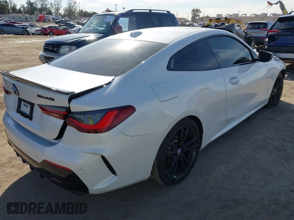 2024 BMW 4 Series M440i with VIN WBA83AP0XRCN55018, listed as a IAAI auction lot 41688648 with 19,199 mi miles. Bid and sale history available at carsss.com. Image 4.