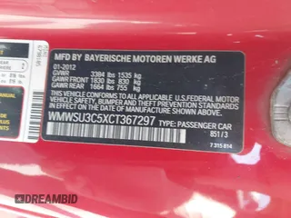 2012 MINI Hardtop with VIN WMWSU3C5XCT367297, listed as a IAAI auction lot 42088719 with 154,644 mi miles and . Bid and sale history available at DreamBid. Image 9.