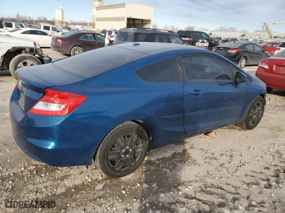 2012 Honda Civic Cpe EX with VIN 2HGFG3B80CH538273, listed as a Copart auction lot 89399945 with 0 mi miles and Salvage Title. Bid and sale history available at carsss.com. Image 3.