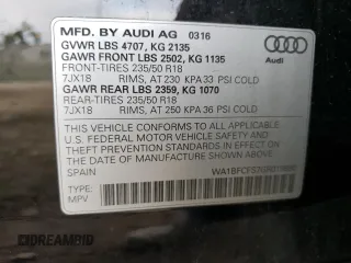 2016 Audi Q3 Premium Plus with VIN WA1BFCFS7GR019890, listed as a Copart auction lot 73400682 with 61,397 mi miles. Bid and sale history available at carsss.com. Image 13.