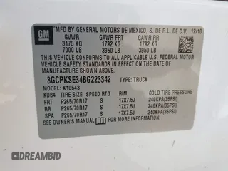 2011 Chevrolet Silverado 1500 LT with VIN 3GCPKSE34BG223342, listed as a IAAI auction lot 41808691 with 222,428 mi miles and . Bid and sale history available at DreamBid. Image 9.