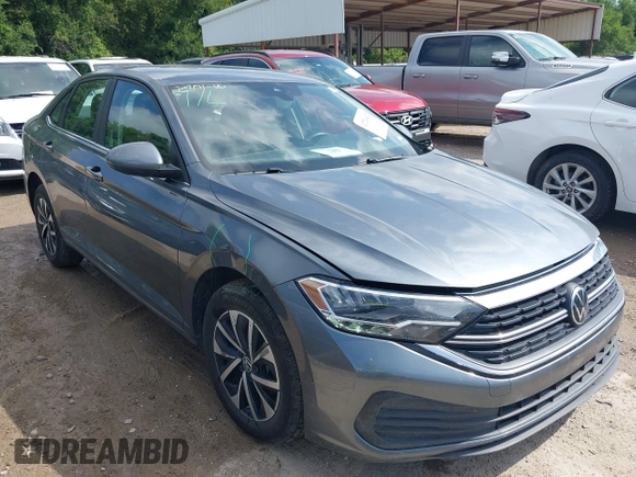 2024 Volkswagen Jetta S with VIN 3VW5M7BU6RM090197, listed as a IAAI auction lot 42724682 with 30,077 mi miles and . Bid and sale history available at DreamBid. Image 1.