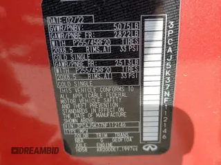 2022 Infiniti QX55 Essential z VIN 3PCAJ5K37NF112146, wystawiony jako Copart lot #74987654 z przebiegiem 49 673 mil mil oraz Szkoda całkowita • Salvage title. Historia ofert i sprzedaży dostępna na DreamBid. Obrazek 14.