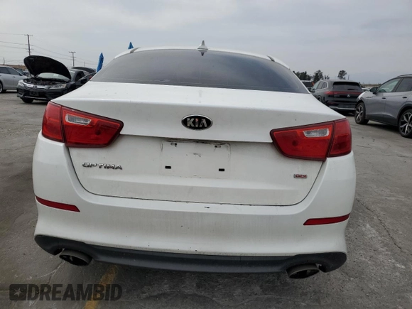 2015 Kia Optima LX with VIN KNAGM4A70F5633967, listed as a Copart auction lot 58937725 with Not provided miles and Salvage title. Bid and sale history available at DreamBid. Image 6.