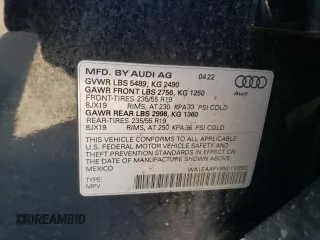 2022 Audi Q5 S line Premium Plus with VIN WA1EAAFY8N2110662, listed as a Copart auction lot 53669955 with 59,648 mi miles and Salvage title. Bid and sale history available at DreamBid. Image 13.