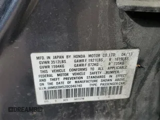 2013 Honda Fit Sport with VIN JHMGE8H52DC046740, listed as a Copart auction lot 48940075 with 116,450 mi miles and Salvage Title. Bid and sale history available at carsss.com. Image 12.