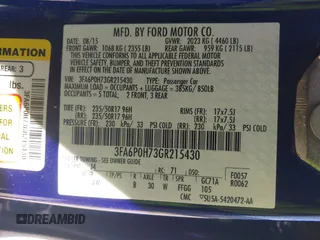 2016 Ford Fusion SE z VIN 3FA6P0H73GR215430, wystawiony jako IAAI lot #42541399 z przebiegiem 119 446 mil mil oraz . Historia ofert i sprzedaży dostępna na DreamBid. Obrazek 9.