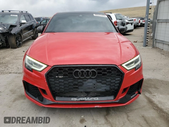 2019 Audi RS 3 with VIN WUABWGFF2KA906727, listed as a Copart auction lot 49337425 with 52,355 mi miles and Salvage title. Bid and sale history available at DreamBid. Image 5.