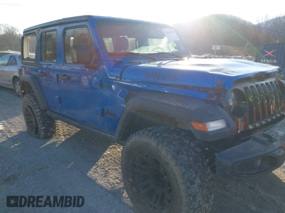 2021 Jeep Wrangler Unlimited Sport S with VIN 1C4HJXDN4MW779291, listed as a IAAI auction lot 41290109 with 43,379 mi miles and . Bid and sale history available at DreamBid. Image 1.