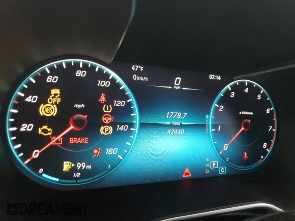 2021 Mercedes-Benz C 300 with VIN W1KWJ8EB7MG068900, listed as a Copart auction lot 83734424 with 42,440 mi miles and Salvage title. Bid and sale history available at DreamBid. Image 9.