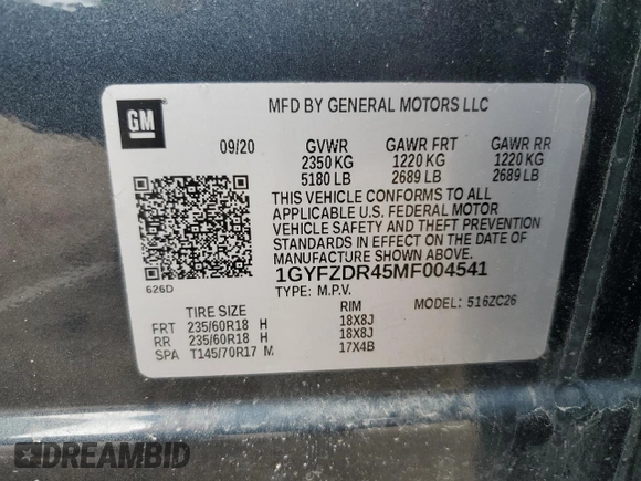 2021 Cadillac XT4 AWD Premium Luxury with VIN 1GYFZDR45MF004541, listed as a Copart auction lot 86712954 with 70,990 mi miles and Salvage Title. Bid and sale history available at carsss.com. Image 13.