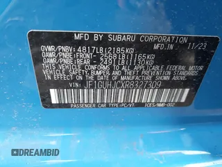 2024 Subaru Impreza RS with VIN JF1GUHJCXR8327309, listed as a IAAI auction lot 41560893 with 1,637 mi miles. Bid and sale history available at carsss.com. Image 9.