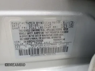 2020 Nissan Sentra SV z VIN 3N1AB8CV4LY222526, wystawiony jako Copart lot #53543915 z przebiegiem 54 974 mil mil oraz Szkoda całkowita • Salvage title. Historia ofert i sprzedaży dostępna na DreamBid. Obrazek 14.