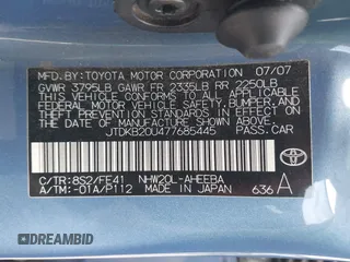 2007 Toyota Prius with VIN JTDKB20U477685445, listed as a IAAI auction lot 42020786 with 243,679 mi miles. Bid and sale history available at carsss.com. Image 9.