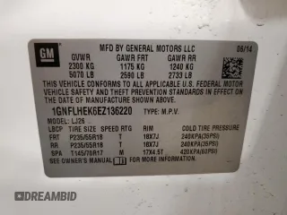 2014 Chevrolet Equinox LTZ with VIN 1GNFLHEK6EZ136220, listed as a Copart auction lot 49834925 with 171,854 mi miles and Non Repairable. Bid and sale history available at carsss.com. Image 13.