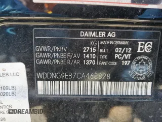 2012 Mercedes-Benz S 550 with VIN WDDNG9EB7CA468828, listed as a Copart auction lot 54895855 with 188,752 mi miles and Clean Title. Bid and sale history available at DreamBid. Image 12.