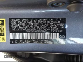 2012 Lexus CT CT 200h with VIN JTHKD5BH4C2072825, listed as a IAAI auction lot 41958459 with 141,757 mi miles and . Bid and sale history available at carsss.com. Image 9.