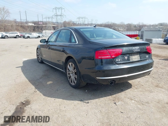 2012 Audi A8 L with VIN WAURVAFD7CN004673, listed as a IAAI auction lot 41768222 with 108,982 mi miles. Bid and sale history available at carsss.com. Image 3.