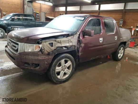 2011 Honda Ridgeline RTL with VIN 5FPYK1F58BB002497, listed as a Copart auction lot 47047345 with 110,800 mi miles and Salvage Title. Bid and sale history available at carsss.com. Image 1.