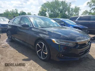 2021 Honda Accord Sport with VIN 1HGCV1F34MA098988, listed as a IAAI auction lot 42454160 with 45,437 mi miles and . Bid and sale history available at DreamBid. Image 1.