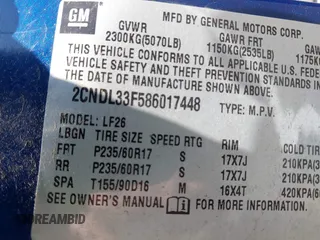 2008 Chevrolet Equinox LT z VIN 2CNDL33F586017448, wystawiony jako IAAI lot #42322387 z przebiegiem 178 743 mil mil oraz . Historia ofert i sprzedaży dostępna na DreamBid. Obrazek 9.